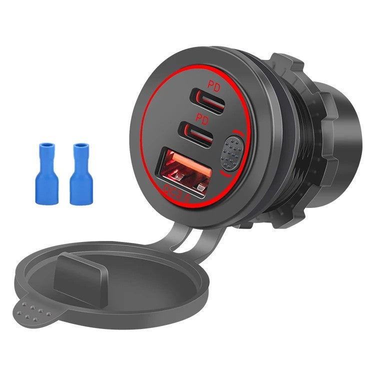 Bluejw شاحن سيارة مزدوج USB-C PD بقوة 45 واط، 63 واط إجمالي: 18 واط QC3.0 USB-A + 3 منافذ USB، شواحن سيارات سريعة للهواتف والأجهزة اللوحية - Image 5